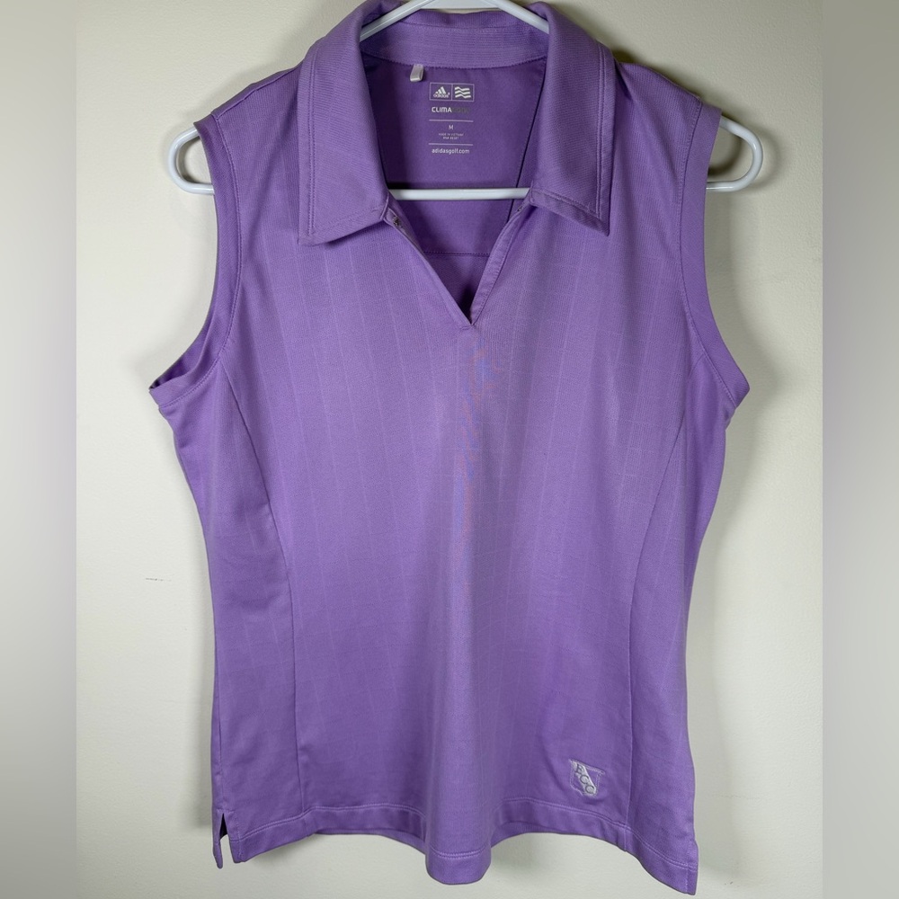Adidas ClimaCool Polo Shirt Womens Size M Purple Sleeveless Performance Top